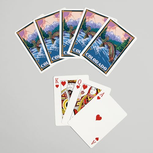 Lantern Press Colorado, Escena Pesca con Mosca, 52 Cartas Poker miniatura 7