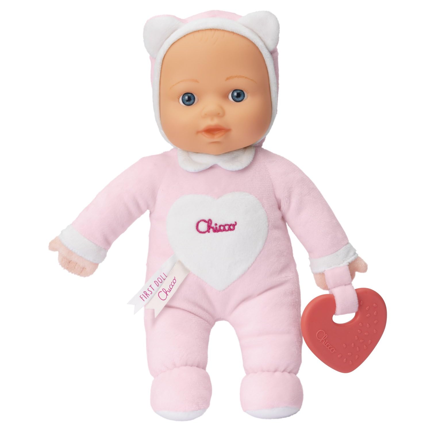Chicco Gioco La Mia Prima Bambola, con morbido cuore Massaggiagengive per la Dentizione, soffice e leggera, Lavabile in Lavatrice, 0 mesi+