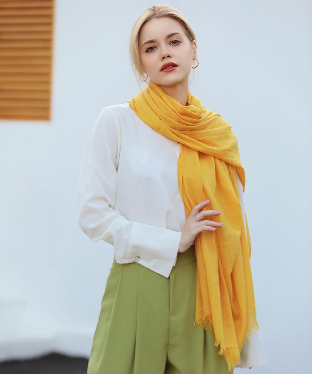 Harewom Lightweight Gauze Linen Feeling Shawl Wraps for Women Beach Summer Scarf for Evening Wedding Dresses - Image 6