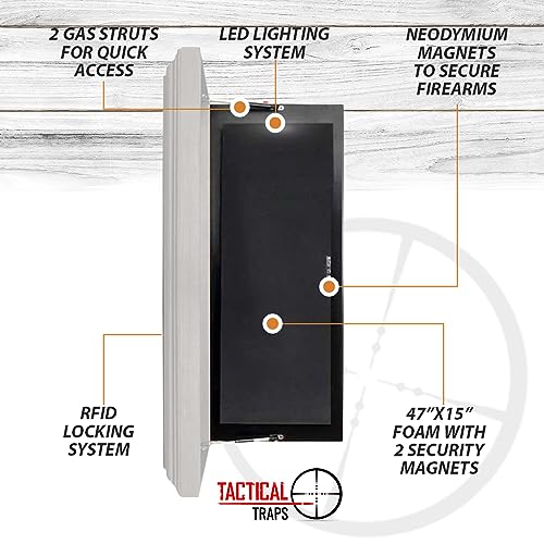 Tactical Traps - Mirror MAX Storage with Secured Door - 47.5” x 19.5” - Storage with RFID Lock and Safe & Unseen Compartment - White - Image 6