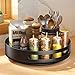 Plateau Tournant, SAYZH Lazy Susan Métal En Acier Tournant Etagere A Epices, Plateau Tournant Epices Placard Cuisine pour Cuisine Epices Rangement, Rangement Placard , 25,4 CM, Noir