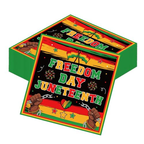 Gameza Juneteenth Party Napkins Decorations - 50 Pcs Happy Freedom Day Juneteenth Party Napkins Decorations, Black History Independence Day Themed Paper Supplies 6.5 x 6.5 Inches