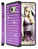 Galaxy S6 Edge PLUS Case, Style4U Studded Rhinestone Crystal Bling Hybrid Armor Case Cover for Samsung Galaxy S6 Edge Plus / S6 Edge + with 1 Style4U Stylus [Purple / Black]