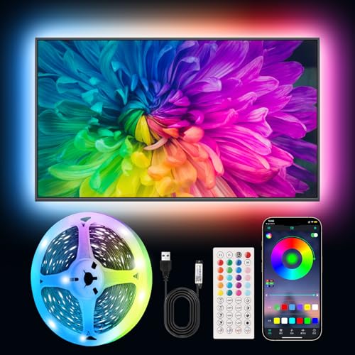 TK99SW Smart LED Lights for TV Strip 6.56ft RGB LED Lights for 32-40 Inch TVs Music Sync Bluetooth App & Remote Control USB-Powered for Gaming Bedroom Home Theater