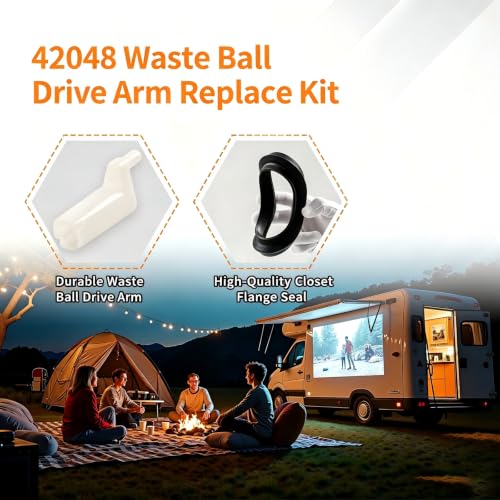 Image of 42048 Waste Ball Drive Arm Kit with Closet Flange Seal and Screws - Compatible with Thetford Aqua Magic Style II, Lite, Plus and Residence RV Toilets