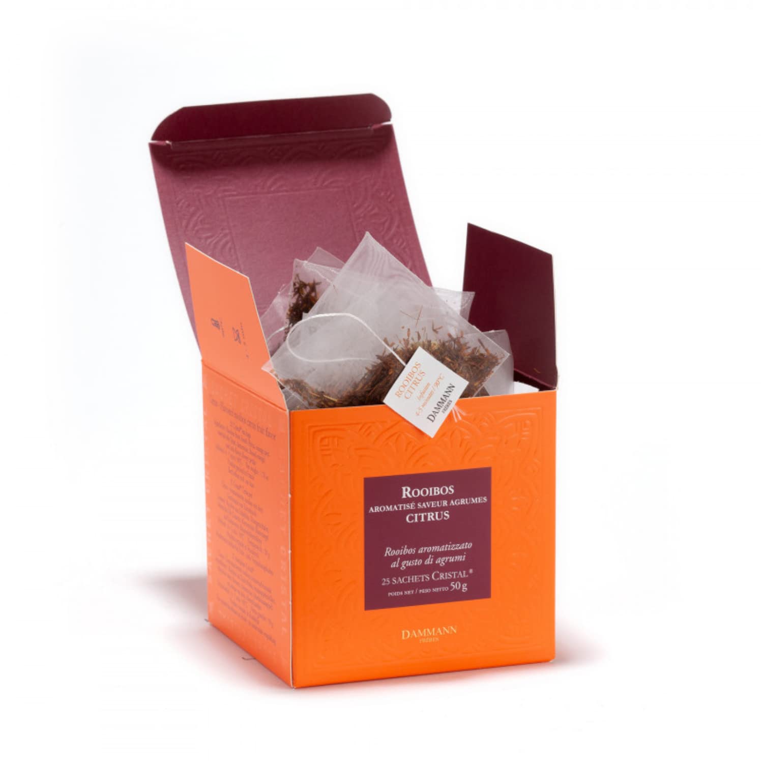 Dammann Frères | Rooibos & Agrumi | Infuso Sudafrica Sapore Agrumato - 25 Filtri (50 Gr) | Tè Rosso del Deserto | Citrus Filtri Sacchetto