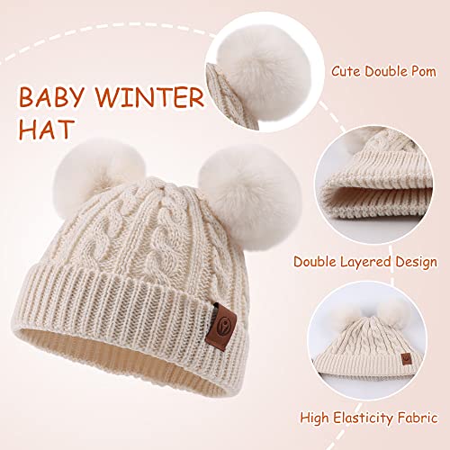 Image of Yuoahcn Kids Winter Beanie Hat Scarf Gloves Set Knit Warm Toddler Winter Cap Gloves Neck Warmer for Boys Girls 1-8 Year