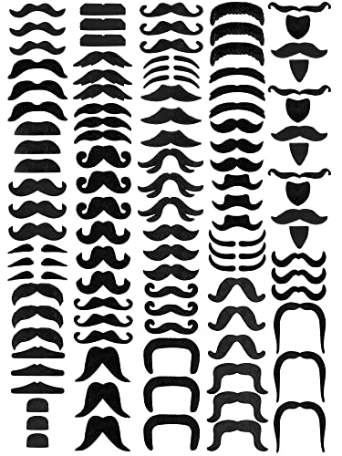 Giegxin 175 Pcs Fake Mustaches Bulk for Kids Stick on Mustache Ki...