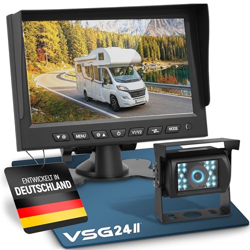 VSG24 Rückfahrkamera 7' Camper-Set inkl. Kamera, Monitor, Kabel - Wasserdicht Nachtsicht 12V-24V...