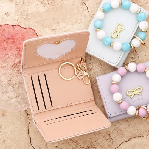 Small Wallets Woman Silicone Bracelet Wristlet Wallet Trifold Slim RFID Cute Bow Card Holder Purse4