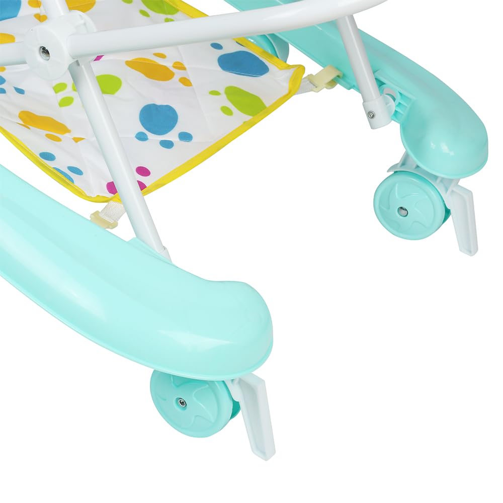Ausilio Didattico per Neonati - Babywalker- vassoio per pasti e vassoio per attività musicali rimovibili, 6 mesi e più, anti-ribaltamento con ruote silenziose a 360°,62 * 68 * 36-81 cm - Verde