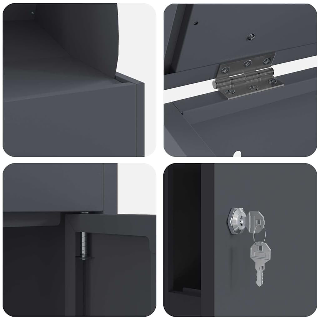 vidaXL Paketdrop-Box mit Speicher Anthrazit 47,5 x 38 x 59 cm Stahl, Sichere Paketbox, wasserdichtes Material, moderner Stil, Außenbriefkasten, tolle Lösung für Pakete, Garten-Deko