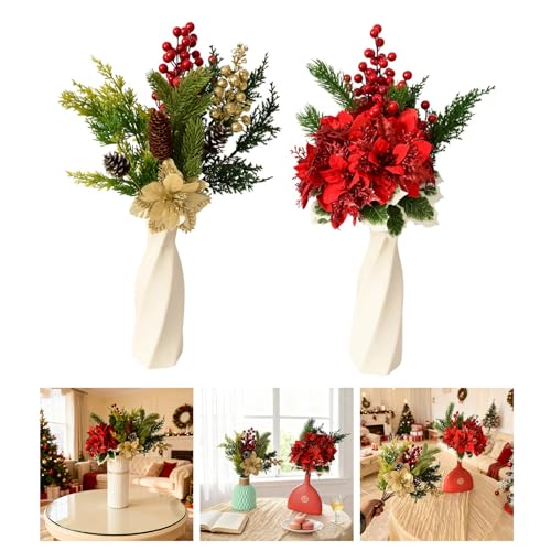 Fleurs artificielles de Noël à assemblage rapide pour déco de maison