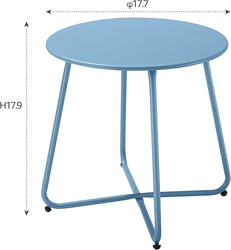 Vista 31 de Mesa auxiliar pequeña para exteriores, impermeable, redonda de acero de metal, resistente a la intemperie, portátil, para exteriores e interiores