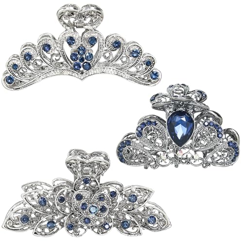 kilofly Vintage Crystal Hair Claw Clips
