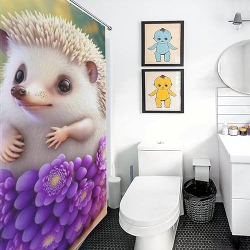 Rideau de douche hérisson en polyester 152x183 cm pour salle de bain