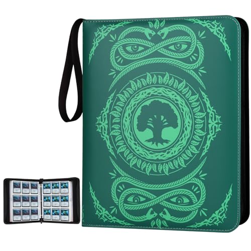 Image of 9-Pocket Card Binder for MTG,720 Double Sided Pocket PU Trading Collection Binder,Premium Collector Card Album for MTG,TCG,Yugioh,Game Cards(Green)