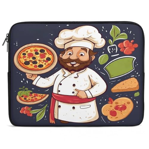 Funda para portátil de 17 pulgadas Chef Pizza negra a prueba de golpes para MacBook Air
