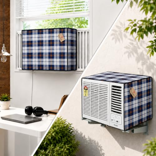 Image of Window AC Cover for 1.5 Ton AC | Waterproof Indoor & Outdoor AC Cover Combo | Dustproof UV Resistant Elastic | Protects from Sun Rust Scratches | Outdoor 69x61x48 cm & Indoor 69x48x10 cm