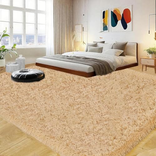Image of Carpet for Living Room 5X7 FEET Modern Soft Shaggy Carpet Thick, Fluffy & 2 inch Pile Shag Rug for Your Kids Room, Bedroom & Livingroom (Beige)