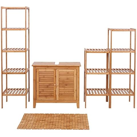 Mendler Badezimmerset HWC-B18, Komplett Badezimmer Badmöbel Badset Badschrank Cover