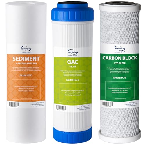 ispring f3 nsf certified 6-month prefilter replacement water filter cartridge pack set for standard reverse osmosis ro systems