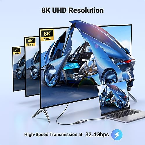 UGREEN USB C to DisplayPort Adapter 8K@60Hz 4K@240/144/120Hz 2K@360Hz Type C Thunderbolt 5/4 DP 1.4 HDR VRR G-Sync HDCP Compatible with MacBook iMac Mac Mini iPad Pro iPhone 16 Galaxy Tablet Pixel 9 - Image 2