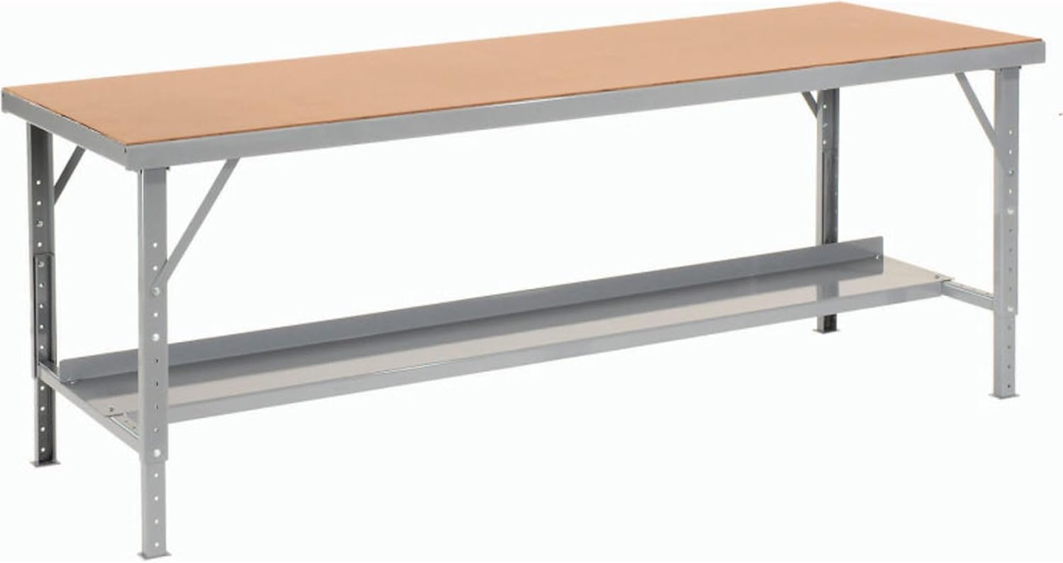 120" W x 34" D Heavy-Duty Extra Long Hardboard Folding Assembly Workbench - Gray