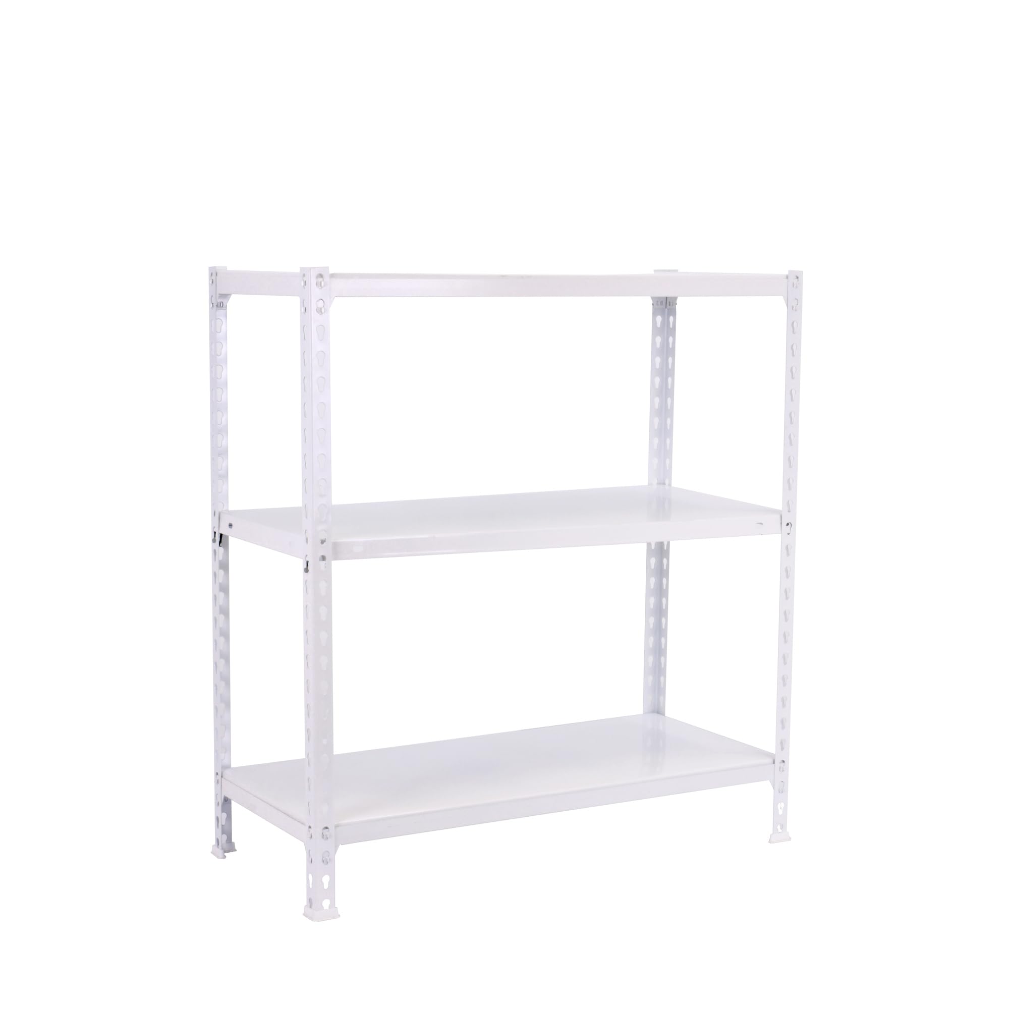 Simon Rack Estanterias Almacenaje, 90x80x30 cm, (Al x An x Lr), Estanteria Metalica, 3 Baldas, 70 kg de Punto Flexión, Acero Galvanizado, Blanco - Ecoclick
