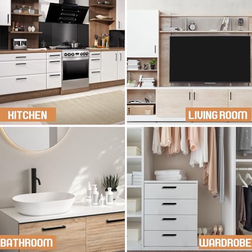 Miniatura 5 de Tufa 10pcs Tiradores Negros Cocina 96mm Tiradores Armarios Cocina En Acero Inoxidable Con 10 Tornillos Largos, 20 Tornillos Cortos Para Cajones, Gabinetes Y Armarios