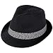 Simplicity Summer Sun Short Brim Straw Fedora Hat, 738_Black LXL