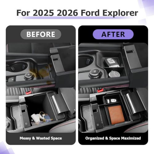 Image of LUWU for 2026 Explorer Center Console Organizer Accessories | for 2025 2026 Ford Explorer Front Armrest Storage Box Armrest Console Storage Box Insert Tray Coin Container 3-Pack