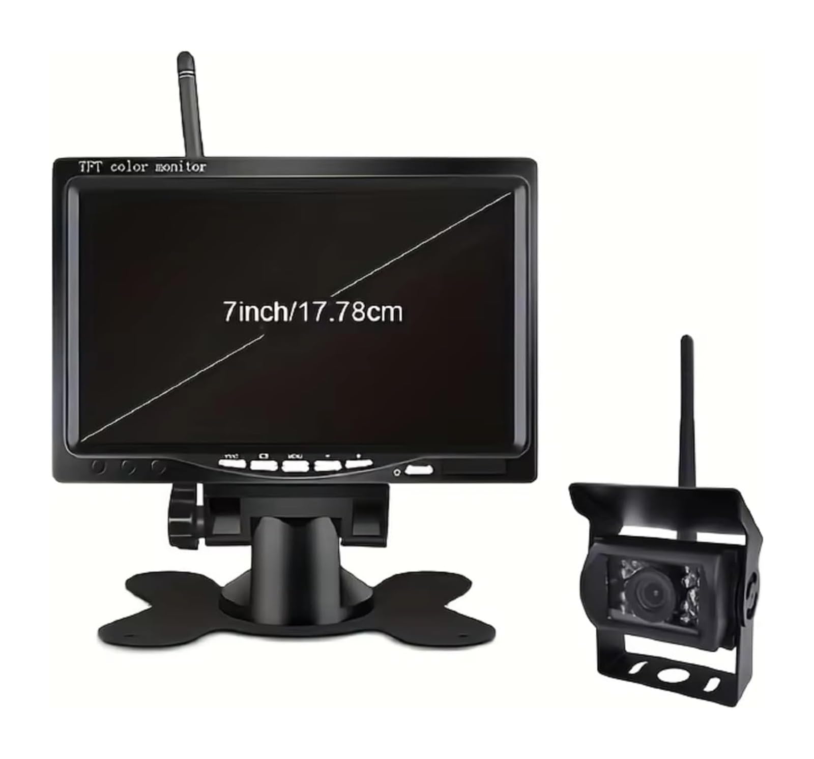 Cámara para Camión AHD De 7 Pulgadas 1080P Monitor Respaldo Señal Digital BSD, Advertencia Punto Ciego para RV Modo Alimentación por Enchufe Cámara de Respaldo