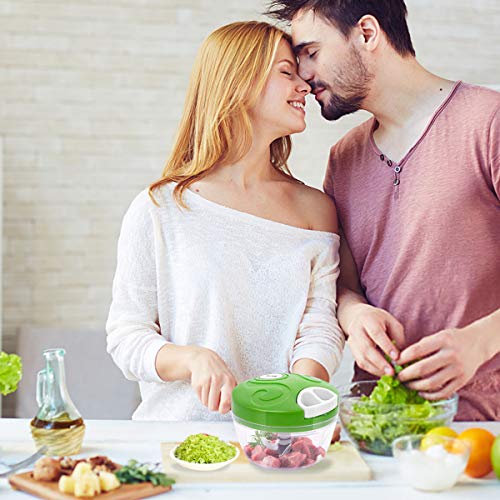 Manual Food Chopper, Easy Hand Pull Pro Onion Chopper, Durable Handheld String Food Processor for Veggie, Garlic, Meat, Salsa Maker (Green) - Thumbnail 6