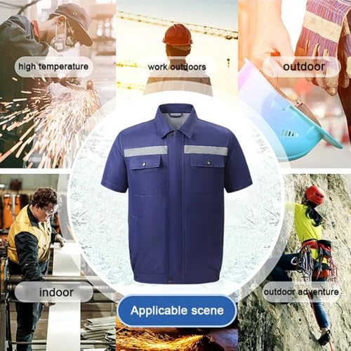 Image of Summer Cooling Jacket Unisex Short Sleeve Air Conditioner Clothes with Powerful Fans for Camping Hiking Fishing