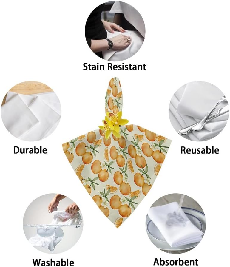 Plant Fruit Table Napkins Cloth Set Soft Handkerchief Wedding Decoration Banquet Dinner(8pcs)