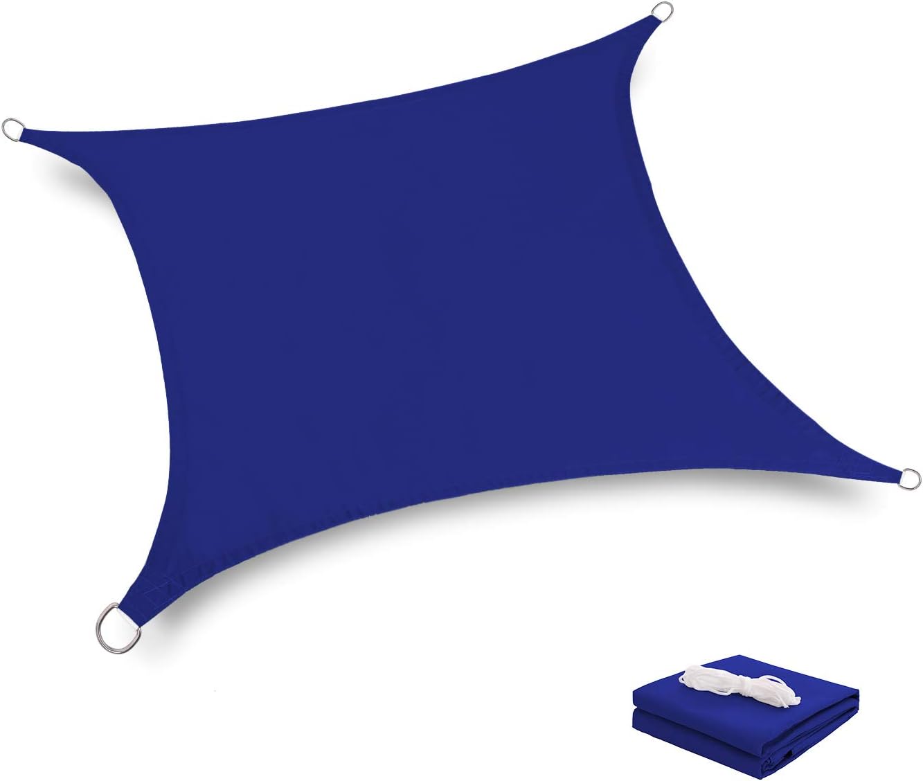 Terylene Waterproof Sun Shade Sail UV Blocker Sunshade Patio Equilateral Square Knitted 220 GSM Block Fabric Pergola Carport Awning 12' x 12' in Color Blue