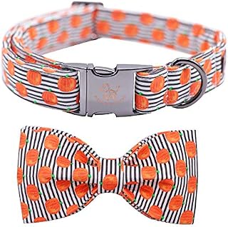 Elegant little tail Dog Collar with Bow, Soft&Comfy Cotton Bowtie Dog Collar, Adjustable Pet Gift Dog Collars for Small Medium Large Dogs
