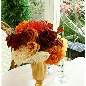 Artificial Flowers Orange Burgundy Combo Box Set for DIY Wedding Bouquet Arrangement, Fall Silk Faux Flower for Bridal Table Centerpieces Party Cake Baby Shower (Orange & Burgundy) Artificial Flowers Orange Burgundy Combo Box Set for DIY Wedding Bouquet Arrangement Fall Silk Faux Flower for Bridal Table Centerpieces Party Cake Baby Shower Orange Burgundy