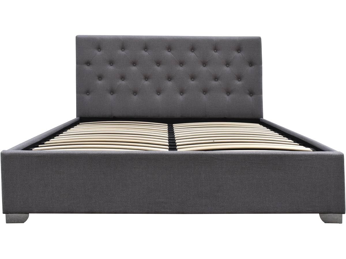 Habitat et Jardin - Lit Double Tino en Simili Gris avec Coffre Rangements 140 x 190 cm | Cadre de Lit 2 Places Design | Sommier à Lattes et Tête de Lit Inclus