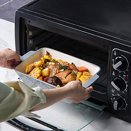 Baking Dish Ceramic Baking Pan Grey Casserole Dish Rectangular Baking Set 2pcs Bakeware Sets Lasagna Pan Baking Dishes
