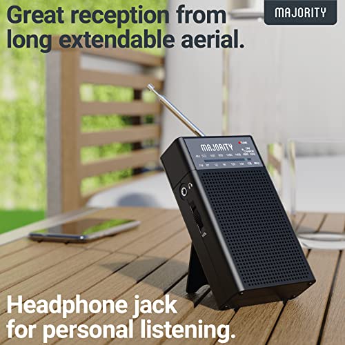 Majority Rechargeable Fm/Am Pocket Radio Mini Portable Radio With 10 Hours Of Playback, Usb Charging And Headphone Jack Majority Belford Go Fm And Am Radio Clear Sound Quality And Excellent Reception #TOP4