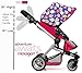Fash N Kolor | Foldable Pram for Baby Doll with Flower Design with Swiveling Wheel Adjustable Handle Bassinet Stroller with Baby Doll, Convertible Seat, and Basket, and Free Carriage Bag