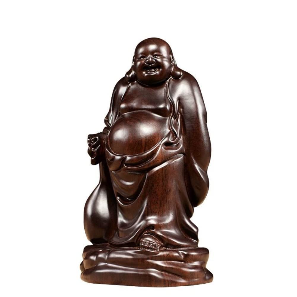 Manualidades y Decoraciones, 20 cm, Tallas de Madera de sándalo Negro, Decoraciones, Bolsas de Tela, estatuas de Buda Maitreya, Decoraciones, artesanías