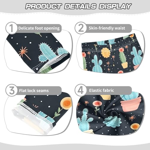 ALAZA Girls' Leggings Children's Yoga Pants Skinny Printed Dance Ball Cactus Cute Black Comfortable 4T2