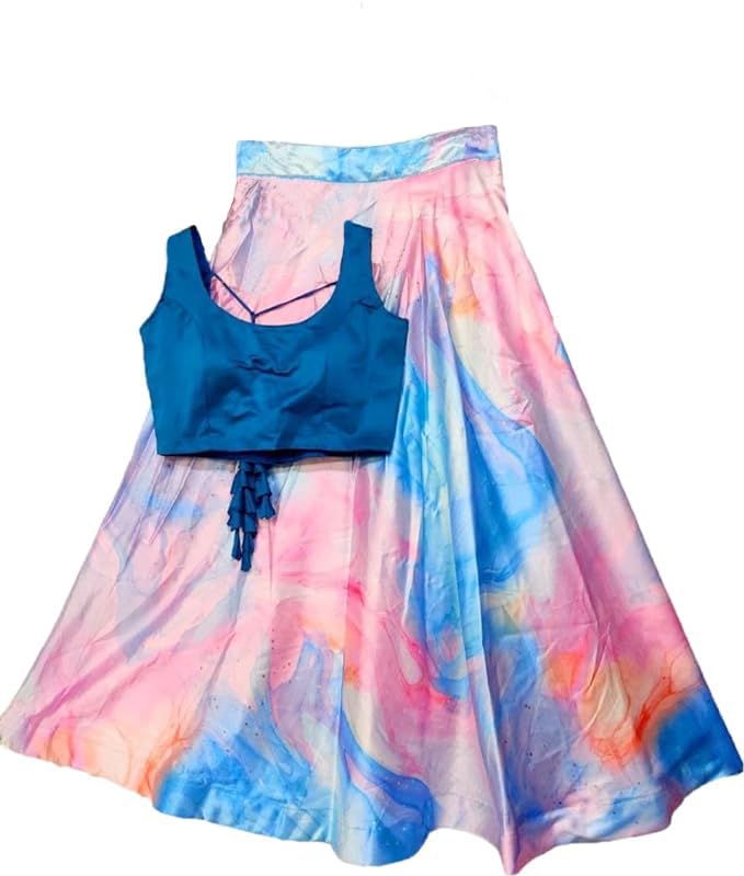 Kedar Fab Girl's Silk Printed Lehenga Choli