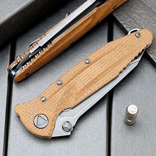 Eafengrow EF55-BROWN Pocket Knife Folding Knife Micarta Handle D2 Steel Blade Folder Edc Tool Knife thumb #5
