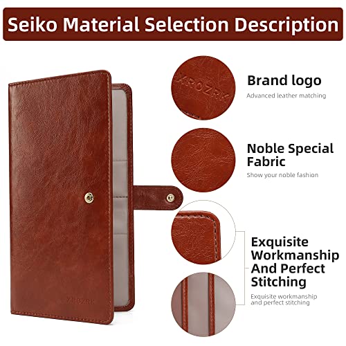Image of Car Registration and Insurance Holder Glove Box Folder-Premium PU Leather Car Document Wallet Driver's License, Cards and Other Essentials, Reddish brown, Multi-pocket Portable Automotive Document