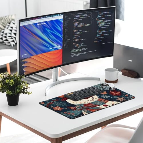 Tapis de souris de jeu bonhomme de neige patchwork imprimé maison