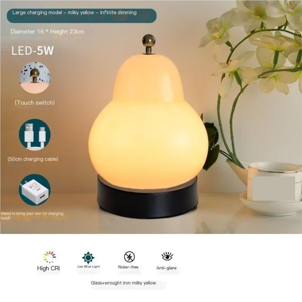 Lampada in vetro perato, luce notturna dimmerabile al tocco | Forma a pera, paralume in vetro, dimmerabile al tocco, luce notturna(Yellow)